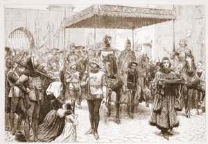 Entrada del Papa Juan en Constanza, ilustración de La Historia del Protestantismo por James Aitken Wylie (1808-1890), pub. 1878 de English School