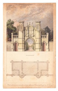 Entrada al Cementerio de Highgate publicada por The Lady Magazine, circa 1839 de English School