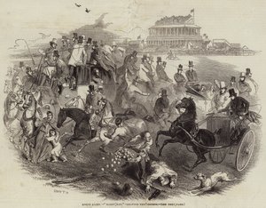 Carreras de Epsom, "Día del Derby", saliendo del curso (grabado) de English School