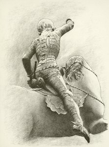 Figura ecuestre en Praga, Bohemia (grabado) de English School