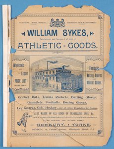Catálogo de Equipos producido por William Sykes, 1896 de English School