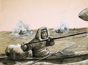 Esquimales en el mar helado