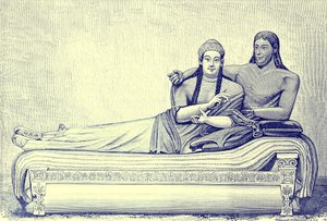 Tumba etrusca, ilustración de la Historia de Roma de Victor Duruy, publicada en 1884 de English School