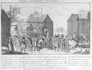 Europa enmascarada, o la farsa real, por G. Foster, 1747 de English School