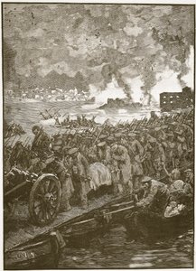 Evacuación de Sebastopol, ilustración de Cassells Illustrated History of England de English School