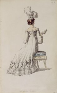 Vestido de noche, lámina de moda de Ackermanns Repository of Arts de English School