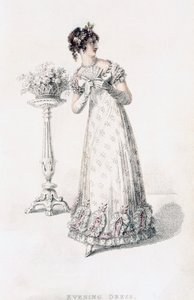 Vestido de noche, lámina de moda de Ackermanns Repository of Arts de English School