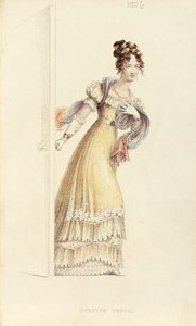 Vestido de noche, lámina de moda de Ackermanns Repository of Arts de English School
