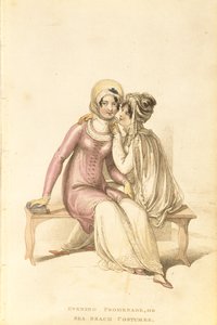 Vestidos de noche, paseo o playa, lámina de moda de Ackermanns Repository of Arts