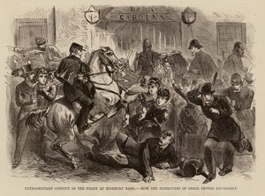 Extraordinaria conducta de la policía en Highbury Barn, cómo los preservadores del orden demostraron ser desordenados (grabado) de English School