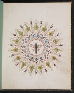 F.1: Insecto dentro de un diseño. Cuaderno de bocetos con escenas de cuentos de Charles Dickens (acuarela sobre papel) de English School