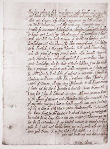 Facsímil de la escritura de Philip Sidney a la edad de 18 años, 23 de marzo de 1572 de English School