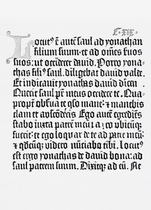 Facsímil de una página de La Biblia, impresa por Johannes Gutenberg, Maguncia, 1456 de English School
