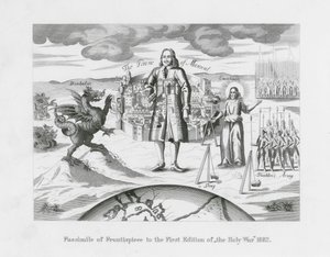 Facsímil del frontispicio de la primera edición de la Guerra Santa de English School