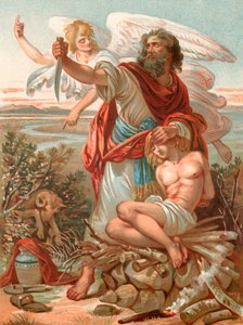 El Fiel Abraham listo para sacrificar a su hijo Isaac de English School