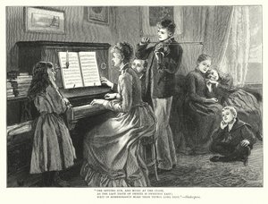 Familia tocando música juntos (grabado)