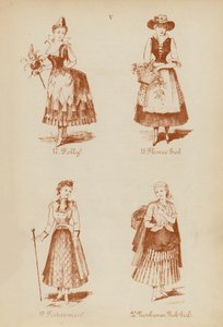 Disfraces: Folly, Flower Girl, Foolwoman, Newhaven Fish Girl (litografía) de English School