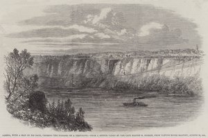 Farina, con un hombre en su espalda, cruzando el Niágara en una cuerda floja, desde el balcón de Clifton House, 29 de agosto de 1860