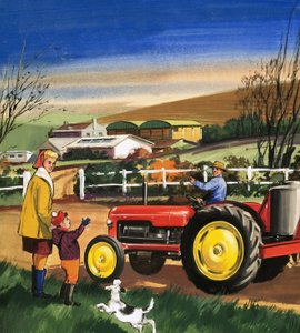 Granjero conduciendo un tractor de English School