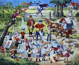 Escena de agricultura (con animales ocultos) de English School