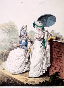 Placa de moda de vestido de mañana para damas, 1796 de English School