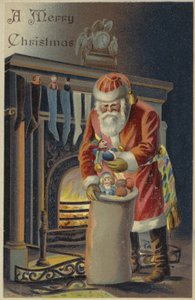 Papá Noel llenando las medias de los niños de English School