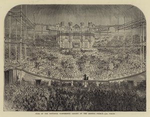 Fiesta de la Liga Nacional de Templanza en el Palacio de Cristal, 5000 voces (grabado) de English School