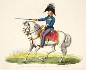 Mariscal de Campo von Blucher, Príncipe de Wagstadt, ilustración de Un Relato Histórico de la Batalla de Waterloo por William Mudford, 1816 de English School