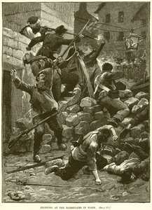 Luchas en las barricadas en París de English School