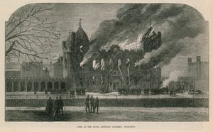 Incendio en la Real Academia Militar en Woolwich de English School