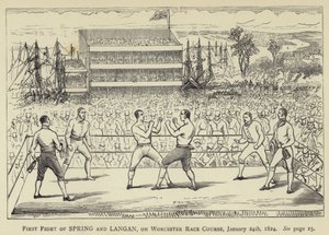 Primera Pelea de Spring y Langan, en el Hipódromo de Worcester, 24 de enero de 1824 de English School