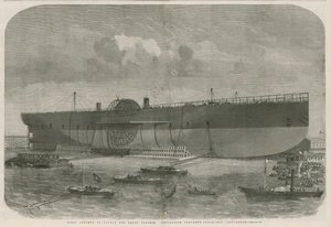 Primer intento de lanzamiento del barco de vapor Leviathan de la compañía de navegación Great Eastern de English School