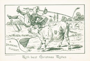 Pescador arrojado por un toro, tarjeta de Navidad de English School