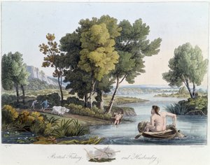 Pesca y arado en Inglaterra - en "Celtas y Godos, costumbres de los habitantes de las Islas Británicas del siglo VI temprano y las naciones godas de la costa oeste del Báltico", por S.R. Meyrick y Ch. Smith