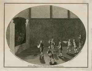 Fives, jugado en la Cancha de Tenis, Leicester Fields de English School