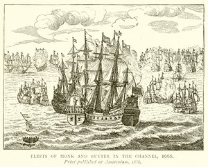 Flotas de Monk y Ruyter en el Canal, 1666 de English School