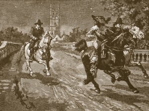 Huida de Carlos de Oxford, ilustración de Cassells Illustrated History of England de English School