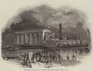 Teatro flotante, "Templo de las Musas", Nueva York (grabado) de English School