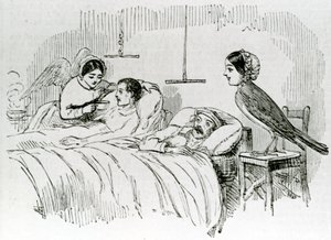 Florence Nightingale y uno de sus ángeles ministrantes en Crimea de English School