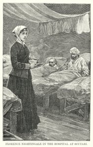 Florence Nightingale en el Hospital de Scutari (grabado) de English School