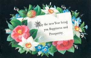 Corona de flores con tarjeta