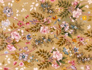 Diseño textil floreado, posiblemente por William Kilburn (1745-1818) de English School