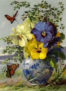 Flores y mariposa