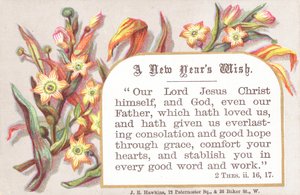 Flores y verso religioso, Tarjeta de Año Nuevo de English School