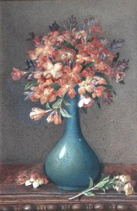 Flores en un jarrón azul, c.1870 de English School