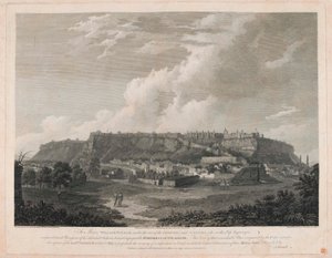 Fortaleza de Gwalior (grabado en línea, coloreado) de English School