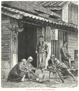 Adivinadora y "Amma" (lavandera) (grabado) de English School