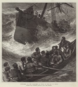 Hundimiento del barco de vapor La Plata en la Bahía de Vizcaya (grabado) de English School