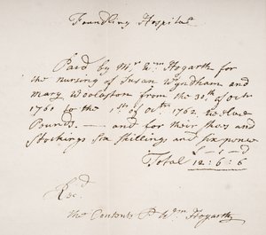 Recibo del Hospital de Niños Expósitos, firmado por William Hogarth