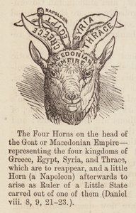 Cuatro cuernos en la cabeza de la cabra (grabado) de English School